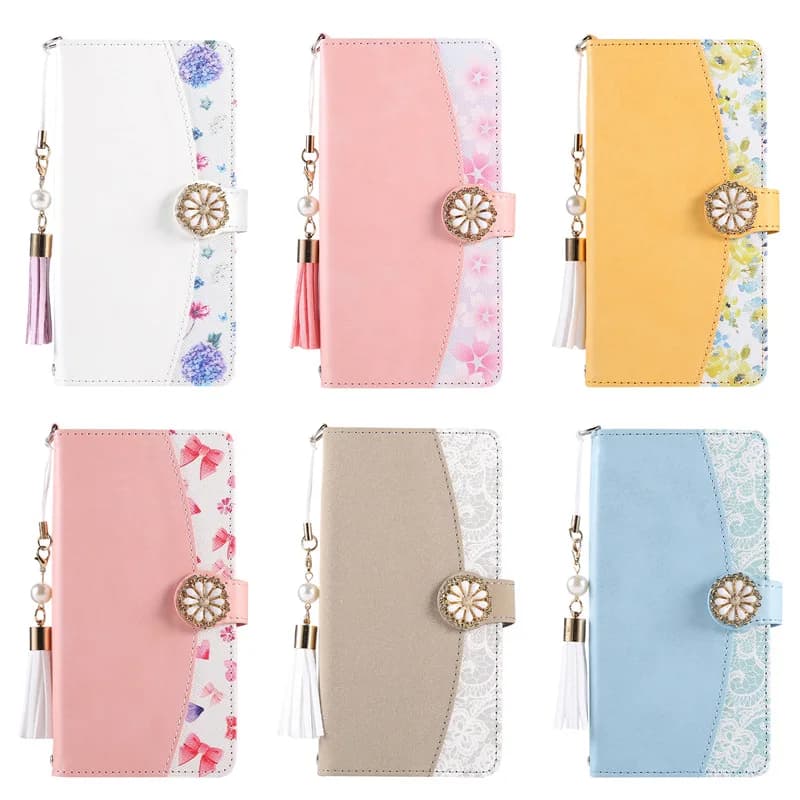 Magnetic Flip Built-in Wallet Card Slots Phone Cover for iPhone Air 17 16e 15 14 13 12 11 Pro Max 7 8 Plus XR XS Max with Tassel