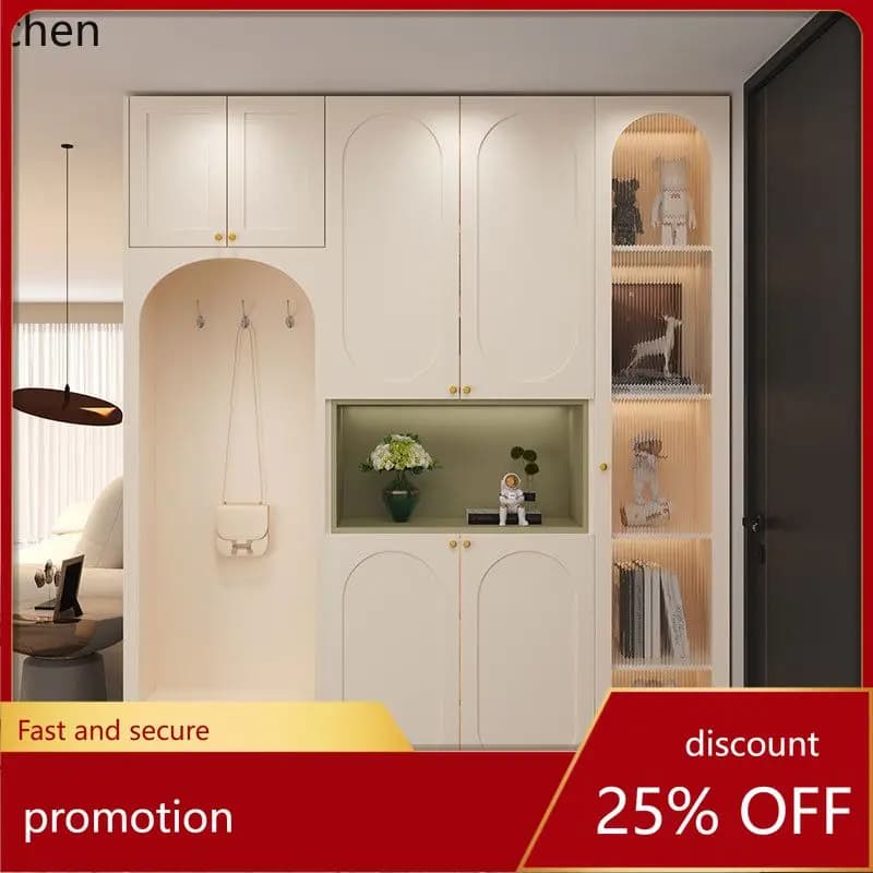 CZ Shoe Cabinet Entryway Cabinet with Stool Integrated Home Doorway High Cabinet Storage Entryway to Ceiling Wardrobe