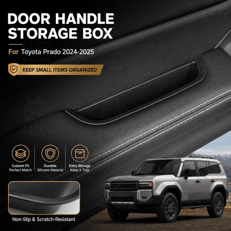For Toyota Prado 2024-2025 Door Handle & Pull Storage Box Organizer Vehicle Interior Accessories Upgrade Parts