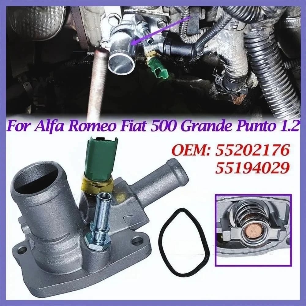 Termostato refrigerante l motor para Alfa Romeo, Fiat 55202176, Gran Punto 500, 1,2, 55194029, 55193669, 01338271