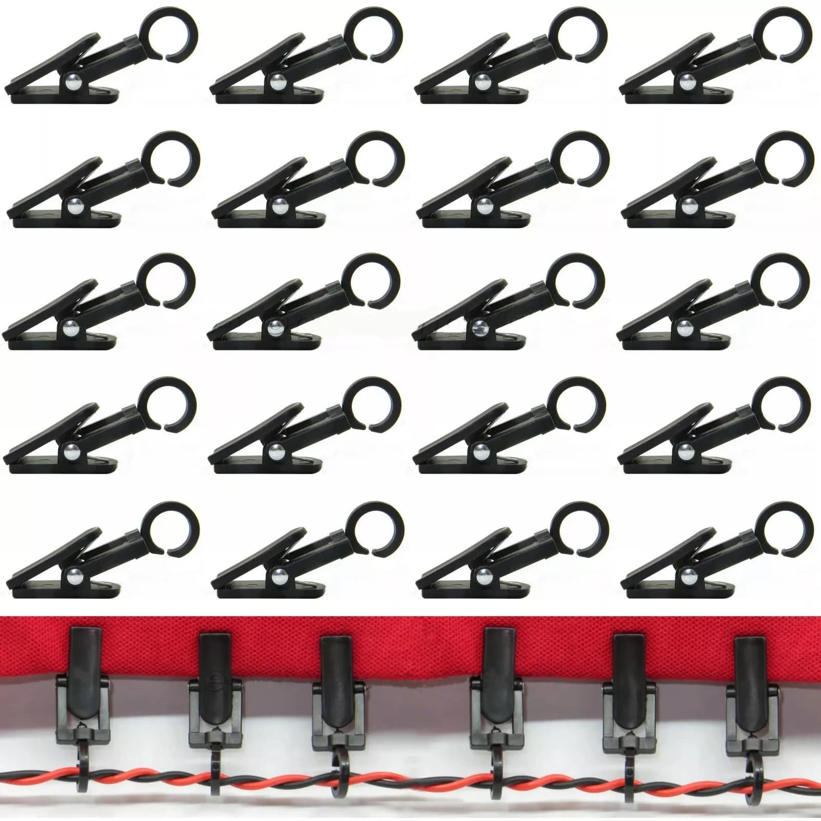 20Pcs RV Caravan Tent Clips For Camper/Trailer Klippy Clips With 360° Rotation Hook For Awning Lights Hang Lights Banners