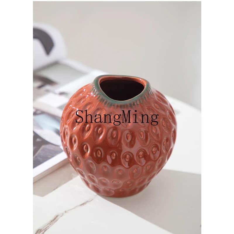 SM strawberry ceramic vase fruit ceramic handicrafts living room decoration ornament ins wind
