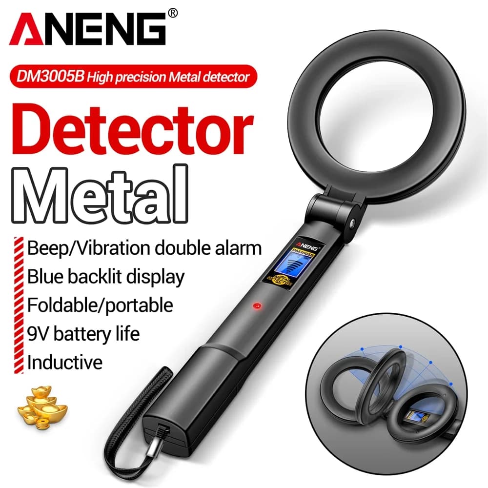 ANENG DM3005B Handheld Metal Detector High Sensitivity Portable Security Scanner Buzzer Vibration Alarm Metal Finder for Securit