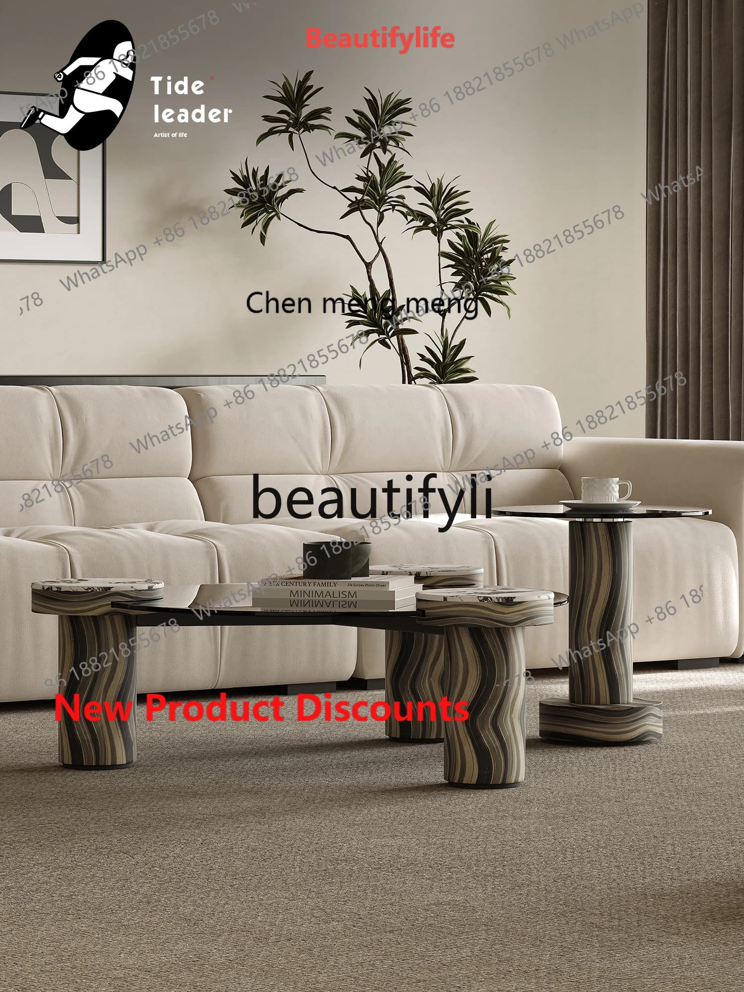 2003 Italian tempered glass round coffee table living room home light luxury creative coffee table combination