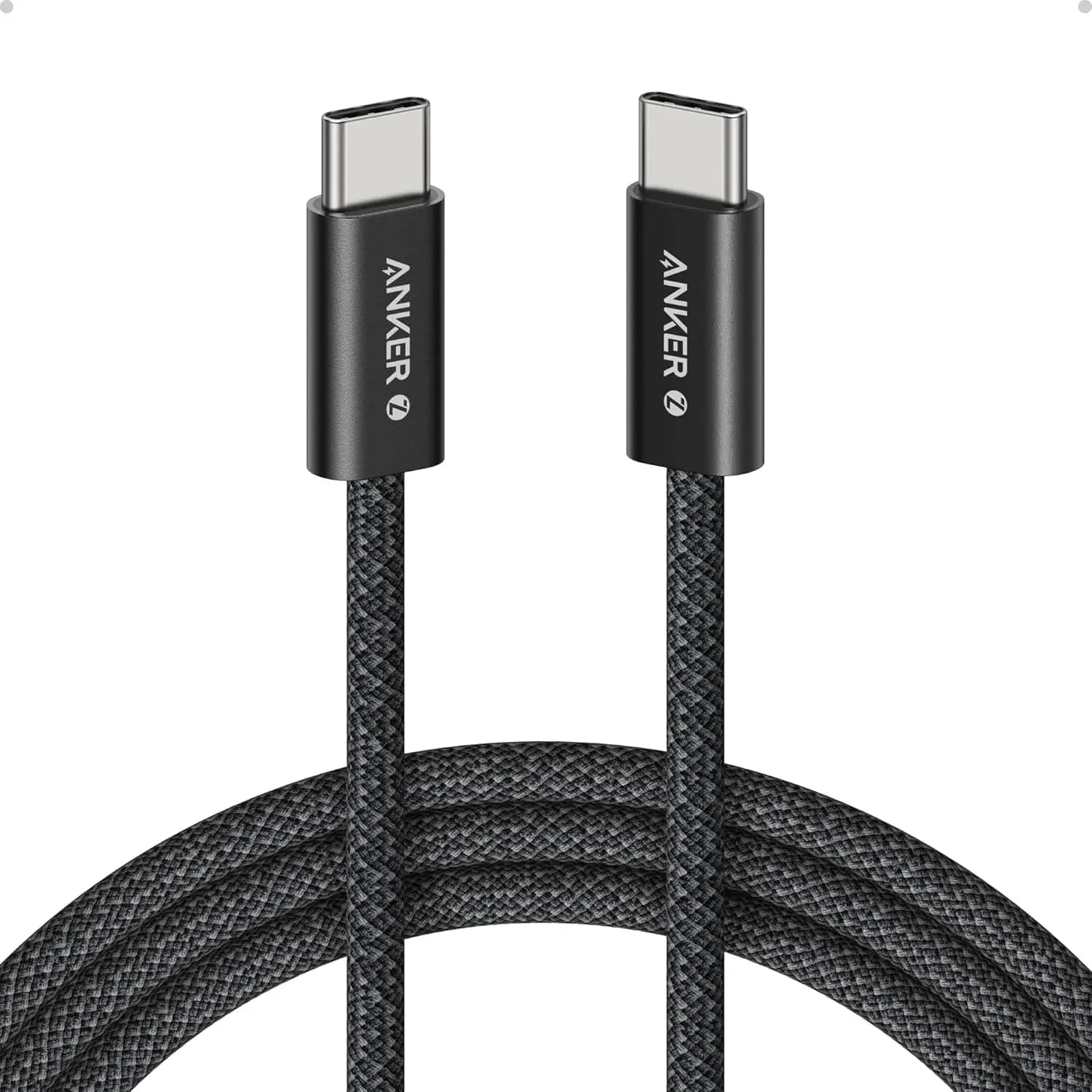 Anker Zolo 240W USB C to USB C Cable, Braided and Dirt-Free Type C Fast Charging Cable, Slim Connector, for iPhone 16 Series