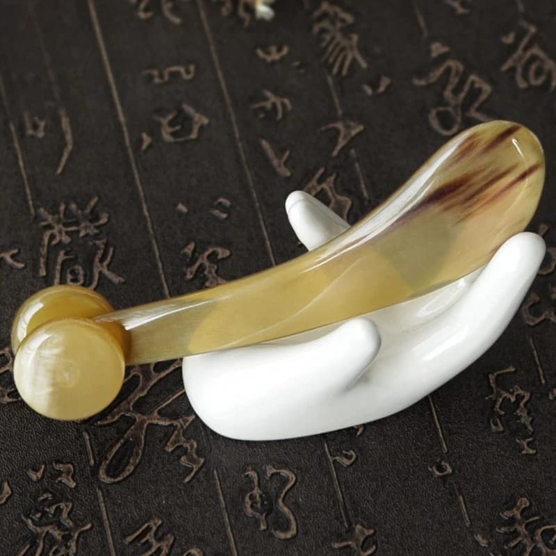 Manufacturer Spot Hemei Exquisite Yak Horn Massage Cart 13cm Natural Texture Two-wheel Massage Beauty Tools Wholesale