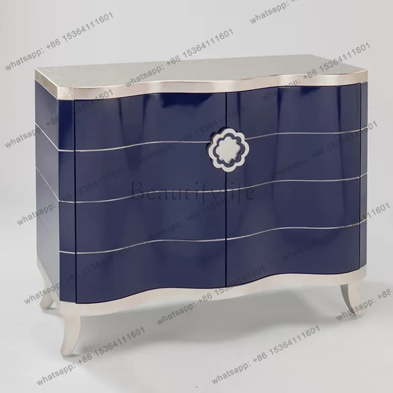 American light luxury solid wood porch cabinet, modern villa high-end storage side cabinet