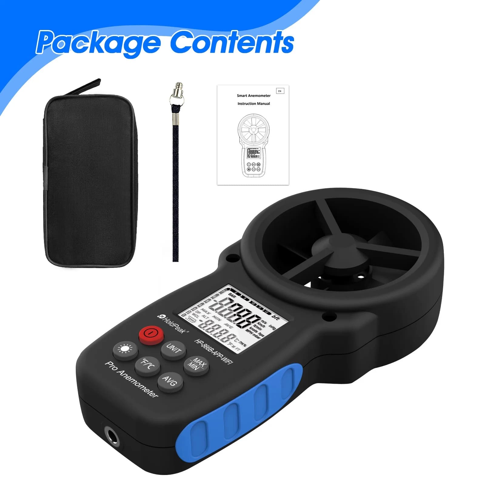 Smart Anemometer WiFi Thermometer Wind Speed Meter Tuya APP Real-Time Data Remote Monitor for Home HVAC Greenhouse Outdoor Use
