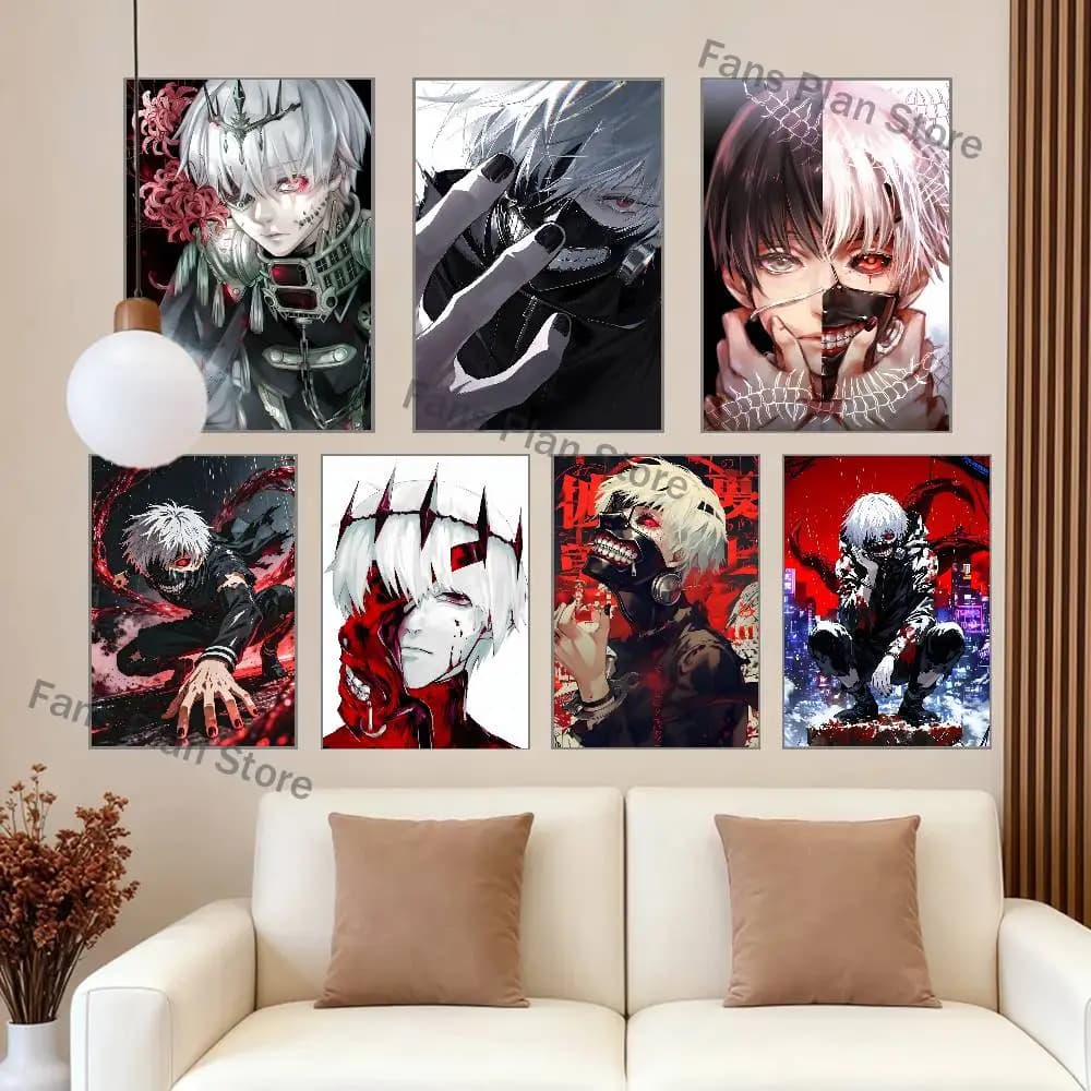 T-Tokyo K-Kaneki Ken Poster Multi-Purpose Wall Art for Living Room Bedroom Office Hallway Bar Home Decor Gift