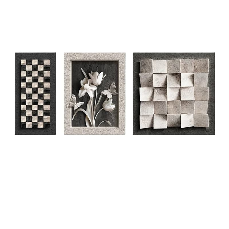 Medieval style living room decoration geometric abstract sofa background wall hanging paintings, high-end retro