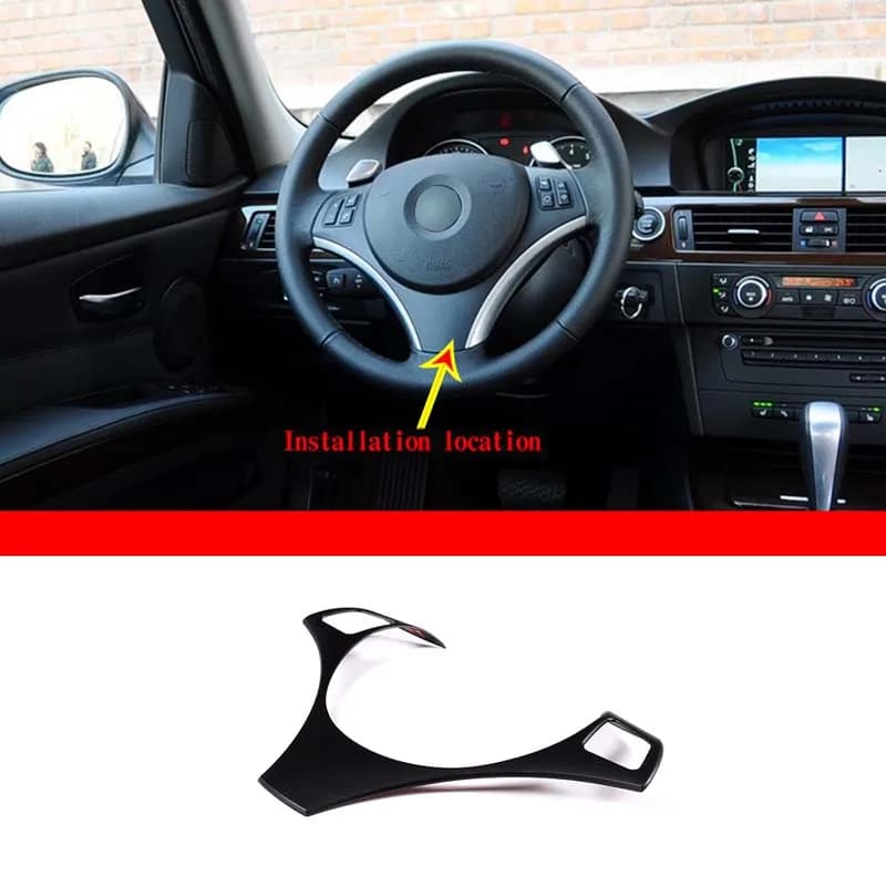 Car Steering Wheel Decoration Trim Accessories For BMW E90 3 Series E90 E92 320I 330I 325I ABS Carbon Fiber Pattern