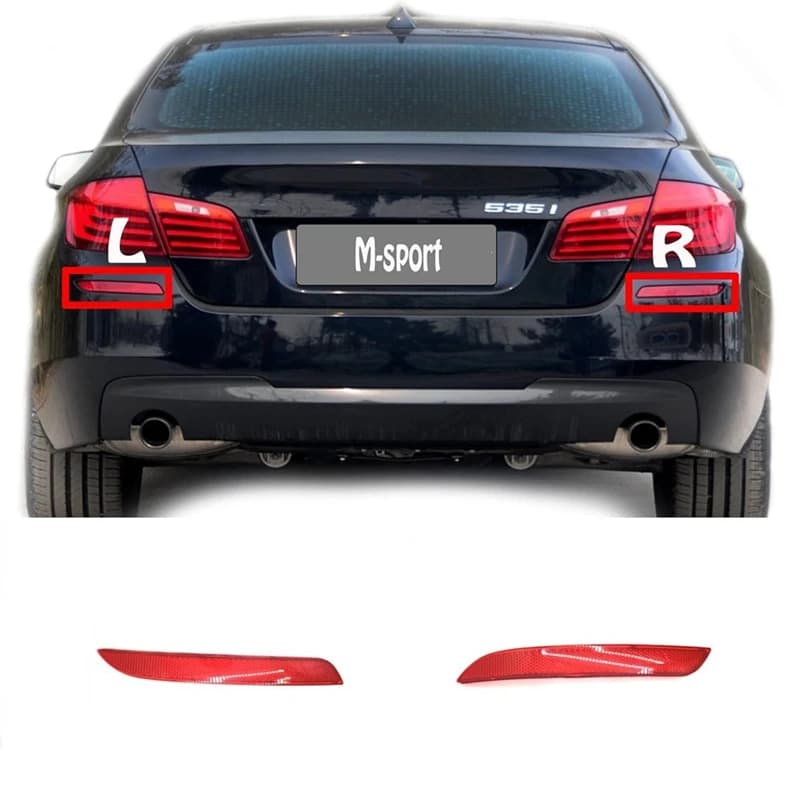 For BMW 5 Series F10 F18 2011-2016 Car Rear Bumper Reflector Red Lens Warning Strip 63147842955 63147842956