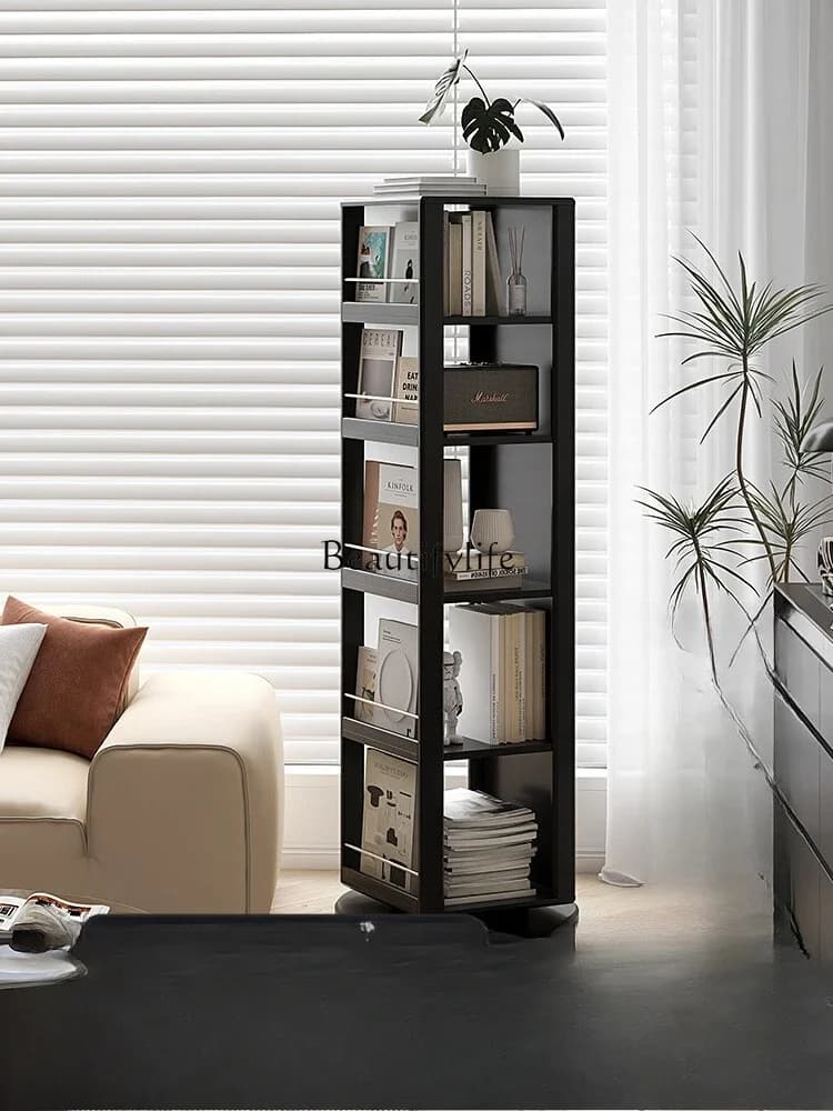 09Simple rotating mirror bookcase multi-function