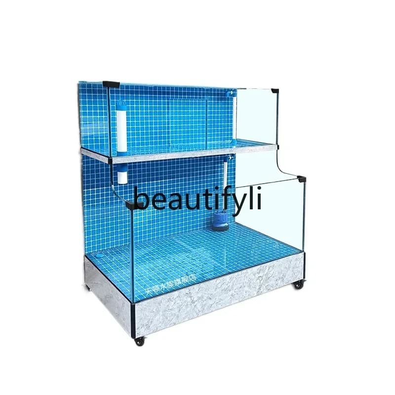 XZQFish tank seafood pond commercial refrigeration, seafood tank shellfish pond supermarket mobile, aquatic fish pond
