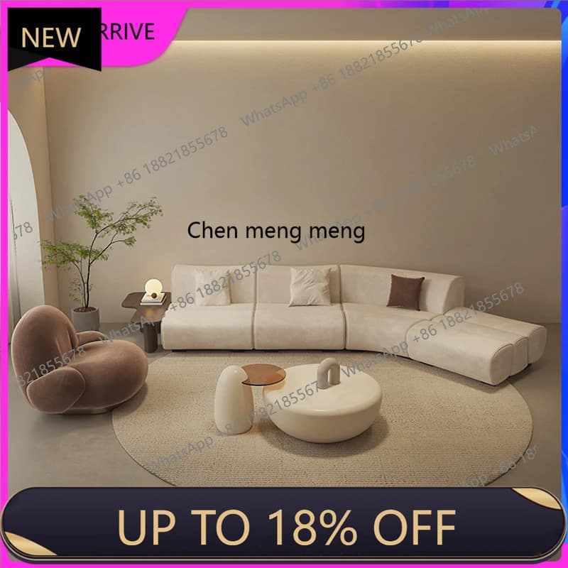M78 Minimalist, matte fabric sofa, curved bamboo joint, large and small apartment living room sofa