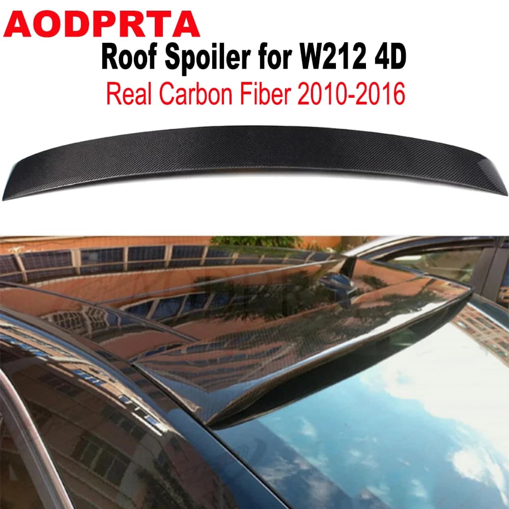 Carbon Fiber Roof Spoiler Wing For Mercedes E Class W212 Sedan 2010-2016 Gloss Black