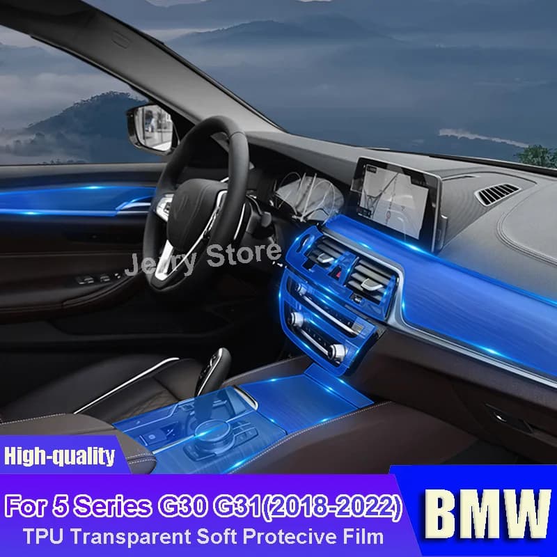 Anti-scratch Repair Car Sticker For BMW 5 Series G30 G31 (2018-2022) Car Interior Center console Transparent TPU Protective Film