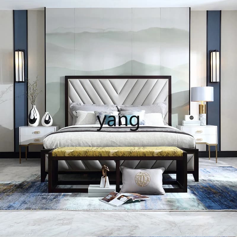 LMM new modern new Chinese fabric Arhat bed household solid wood