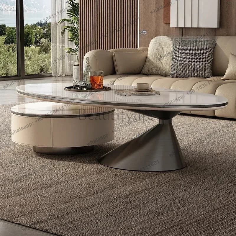 05 FG17New light luxury modern simple rock slab coffee table special-shaped small apartment villa living room home fashion