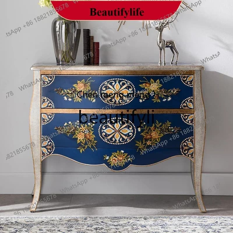 D178  American painted solid wood chest, retro cabinet, locker, bedroom storage cabinet customization