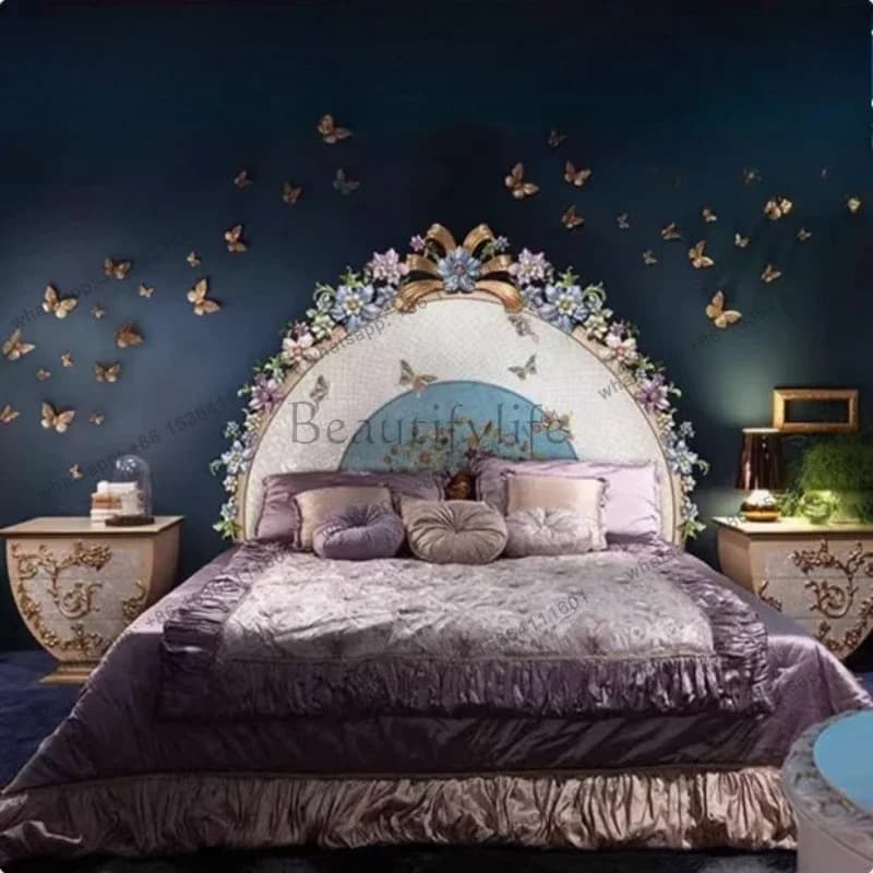 LJY French Luxury Double Bed Romantic Aesthetics Comfortable Adult High Quality Bed Designer Queen Bedroom Beliche Hotel Furnitu