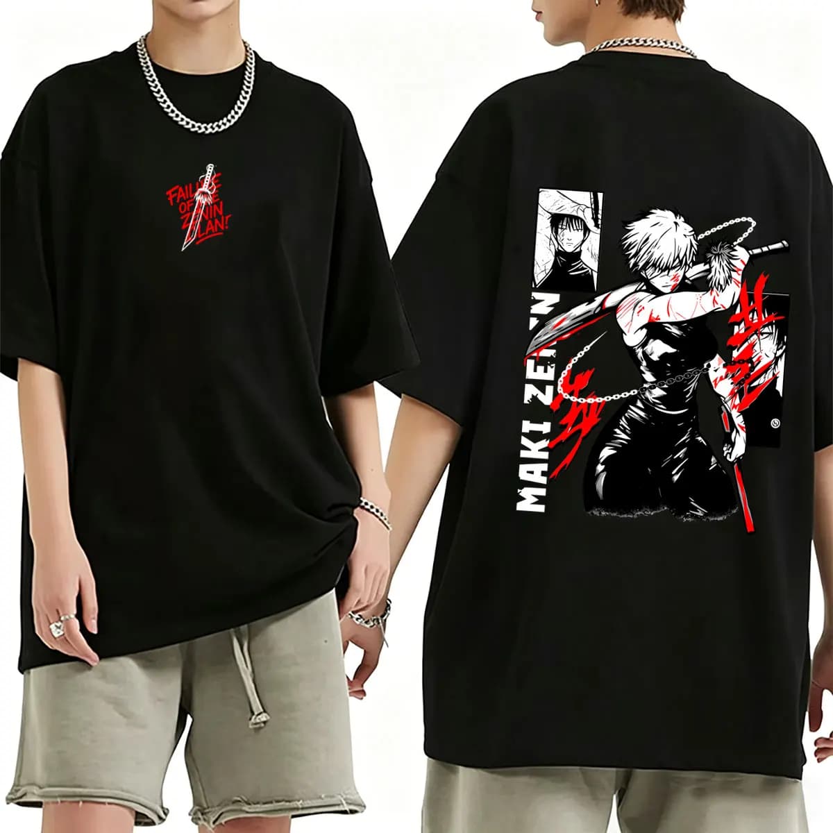 Anime Jujutsu Kaisen Zenin Maki Merch T Shirts Men Women Casual Oversized Crewneck T-shirt Male Cartoon Manga Cosplay Streetwear