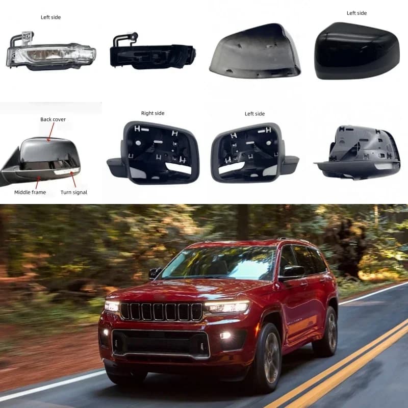 For Jeep Grand Cherokee 2011 2012 2013 2014 2015 2016 2017 2018 2019 2020 2021 Auto Rear Heated Mirror Glass Frame Cover Light