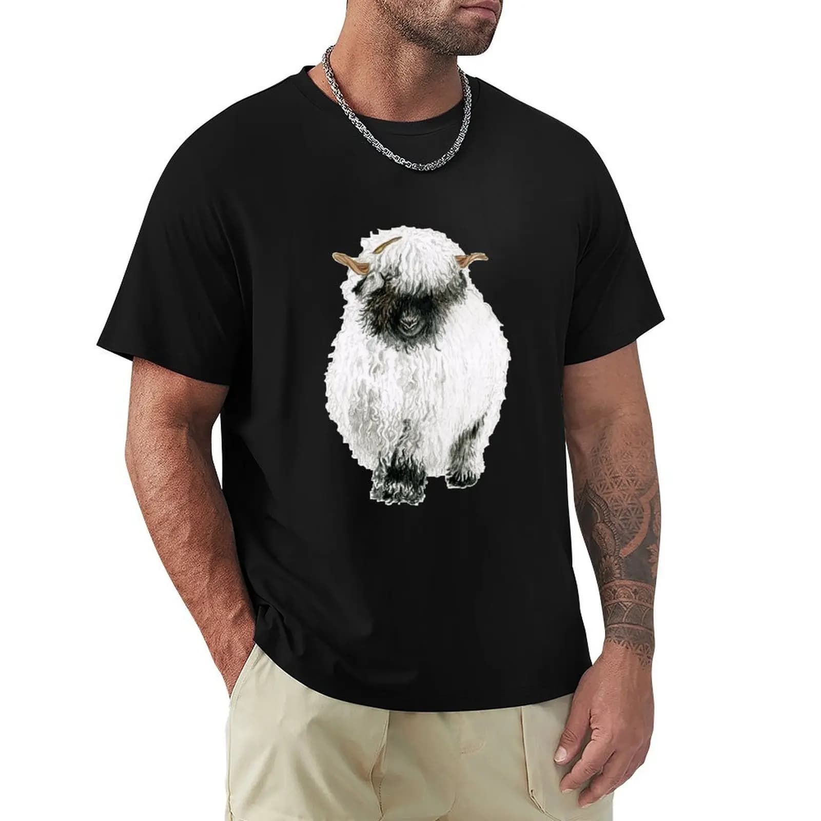 Valais Blacknose Sheep Drawing T-Shirt gifts for boyfriend new edition graphic tee shirt cheap stuff black t shirts for men