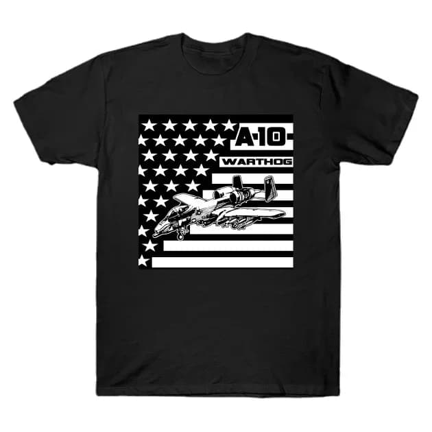 Retro American Flag A-10 Warthog Attack Aircraft T-Shirt 100% Cotton O-Neck Short Sleeve Summer Casual Mens T-shirt Streetwear
