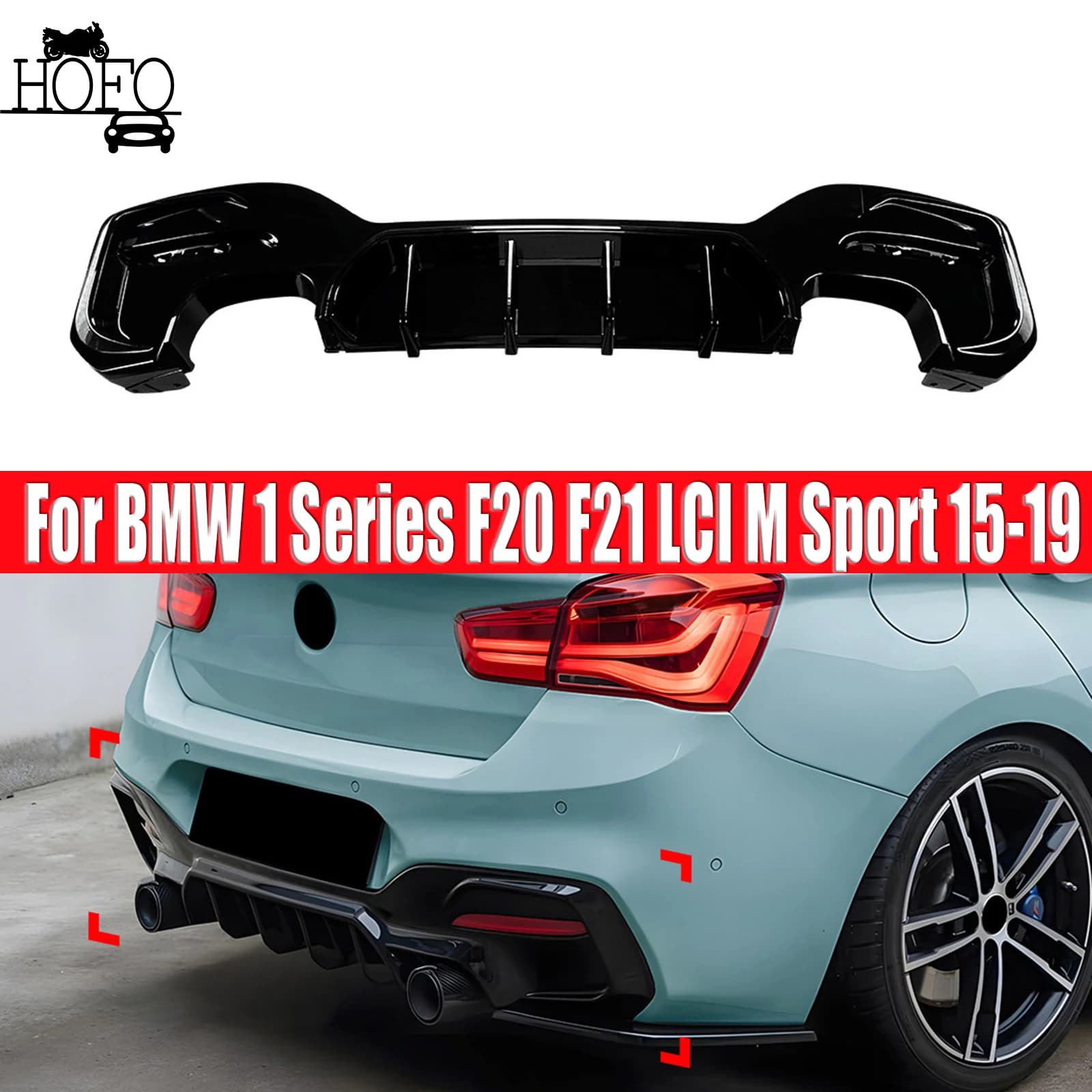 For BMW 1 Series F20 F21 LCI M Sport 2015-2019 Rear Diffuser Lip Valance Bumper