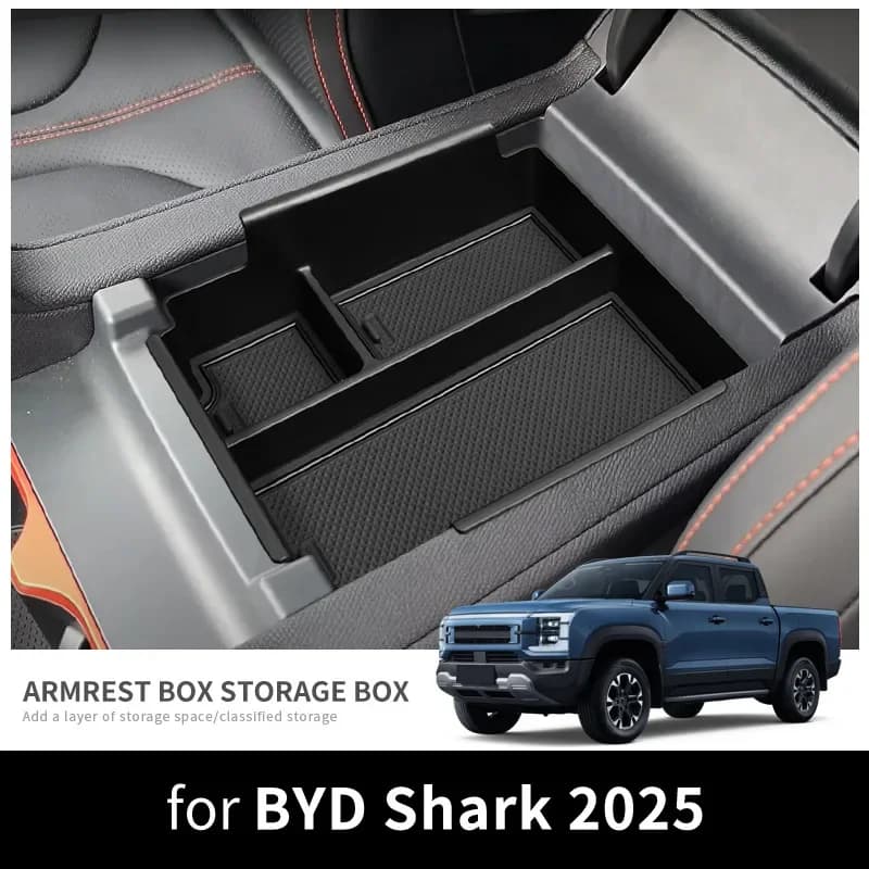 for BYD Shark 2024 2025 Center Console Armrest Storage Box Car Tray Organizers Accessories Tidying Black