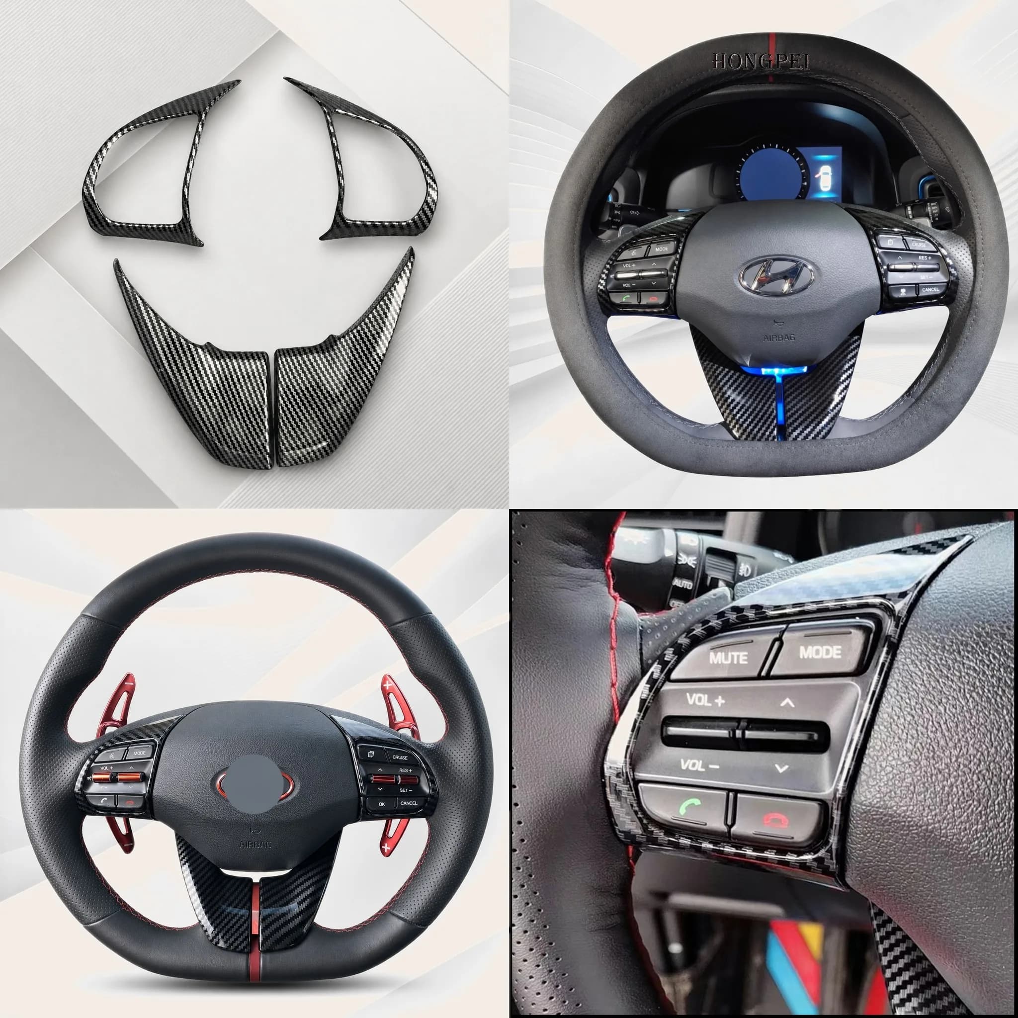 Car Styling For Hyundai IONIQ 2016-2018 Steering Wheel Button Decoration Cover Sticker Trim Car Styling Accessory for Enhanced A