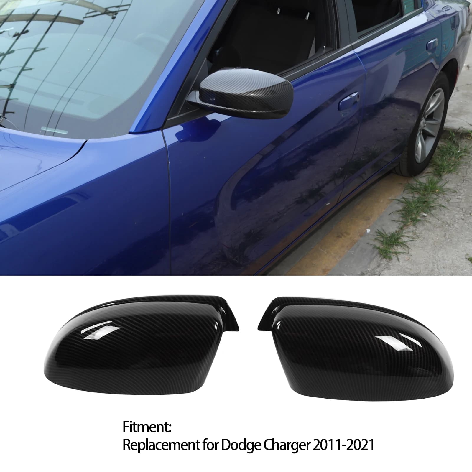 Mirror Cover Lightweight Mirror Cap Carbon Fiber ABS Mirror Shell Exterior Accessories For Dodge Charger 2011-2021