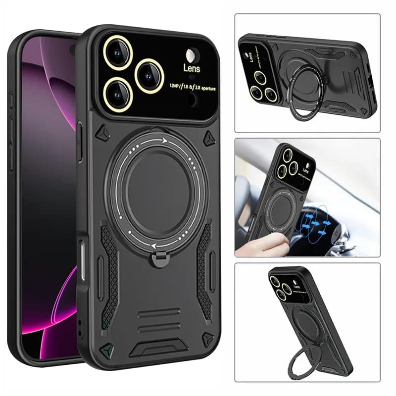 Back 360° Rotating Hide Stand Phone Case for iPhone Air 11 12 13 14 15 16 Plus 17 Pro Max with Support Wireless Charging