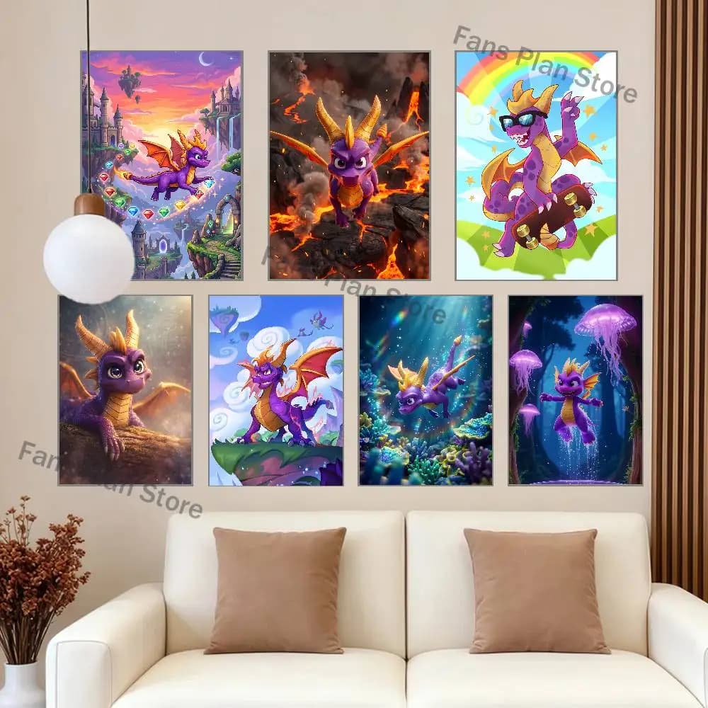 Cute S-Spyro Poster Prints Wall Art Picture Painting Gift Living Room Restaurant Bar Large Dec Sticker