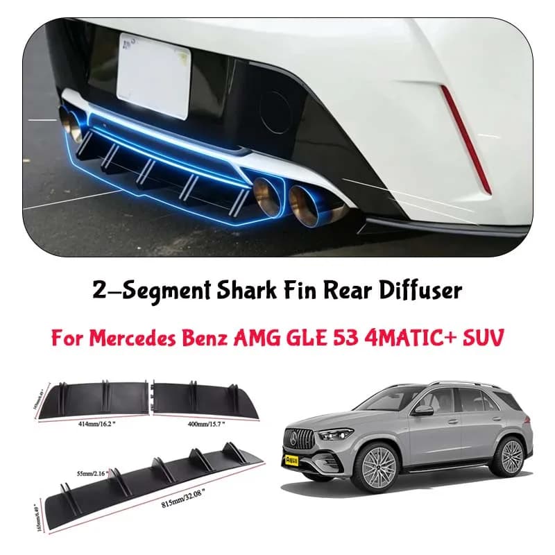 For Mercedes Benz AMG GLE 53 4MATI Shark Fin Rear Diffuser Split Chassis Spoiler Auto Aerodynamic Parts Aerodynamic Modification