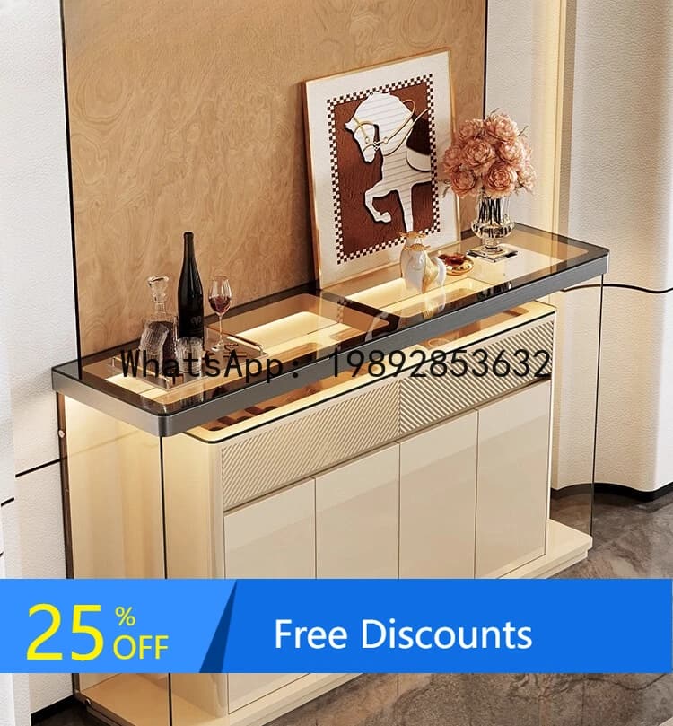 CZ High-End Solid Wood Living Room Tea Cabinet Minimalist Bedside Chest Wall-Mounted Storage Cabinet
