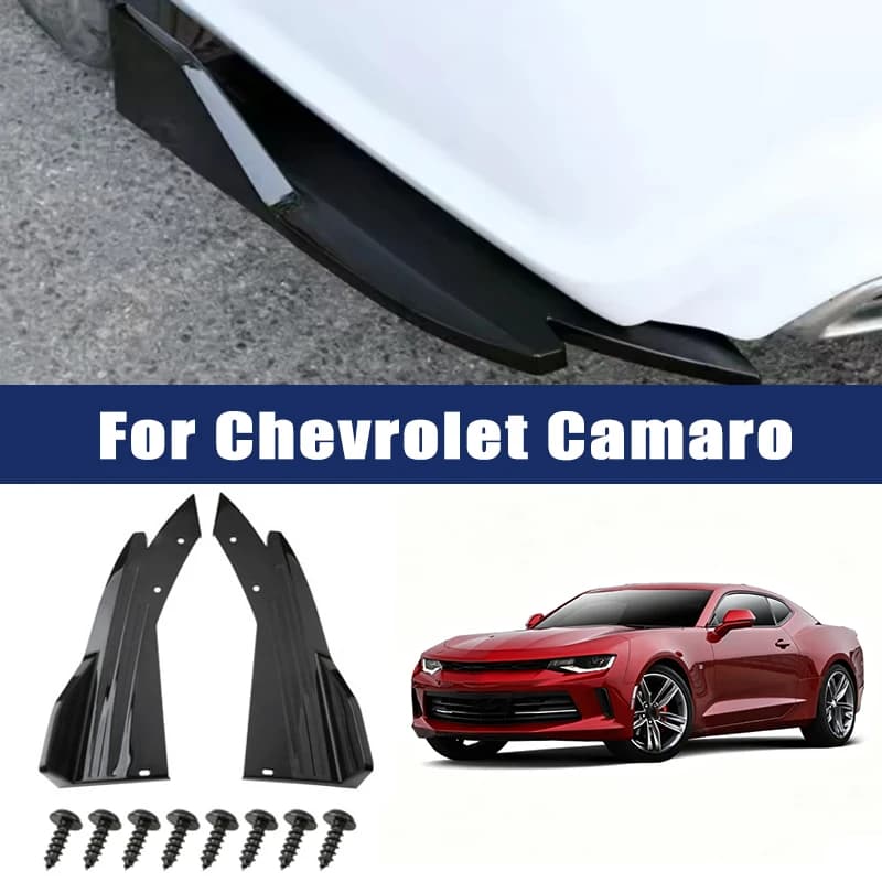 2pcs Car Rear Bumper Spoiler Lip Carbon Fiber Wing Trim Anti-crash Diffuser Side Skirt Wrap Angle Splitter For Chevrolet Camaro