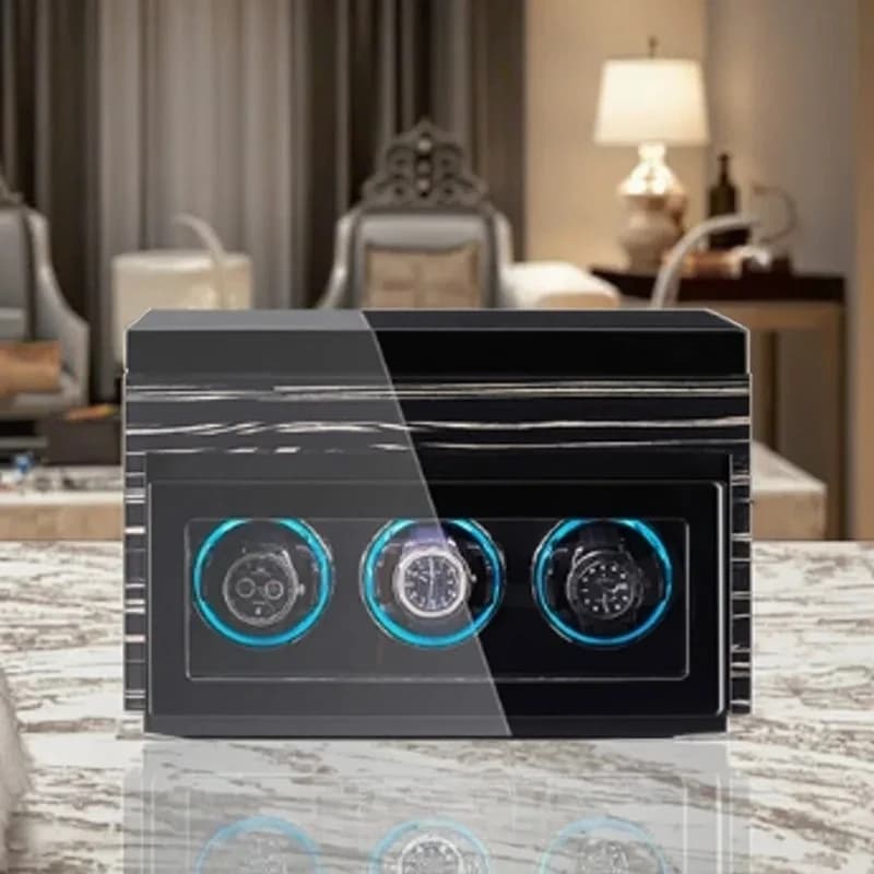 Watch Winder Box Wooden Watch Holder with Automatic Winding Touch Control Colorful Light Multi-Functional Watch Winder