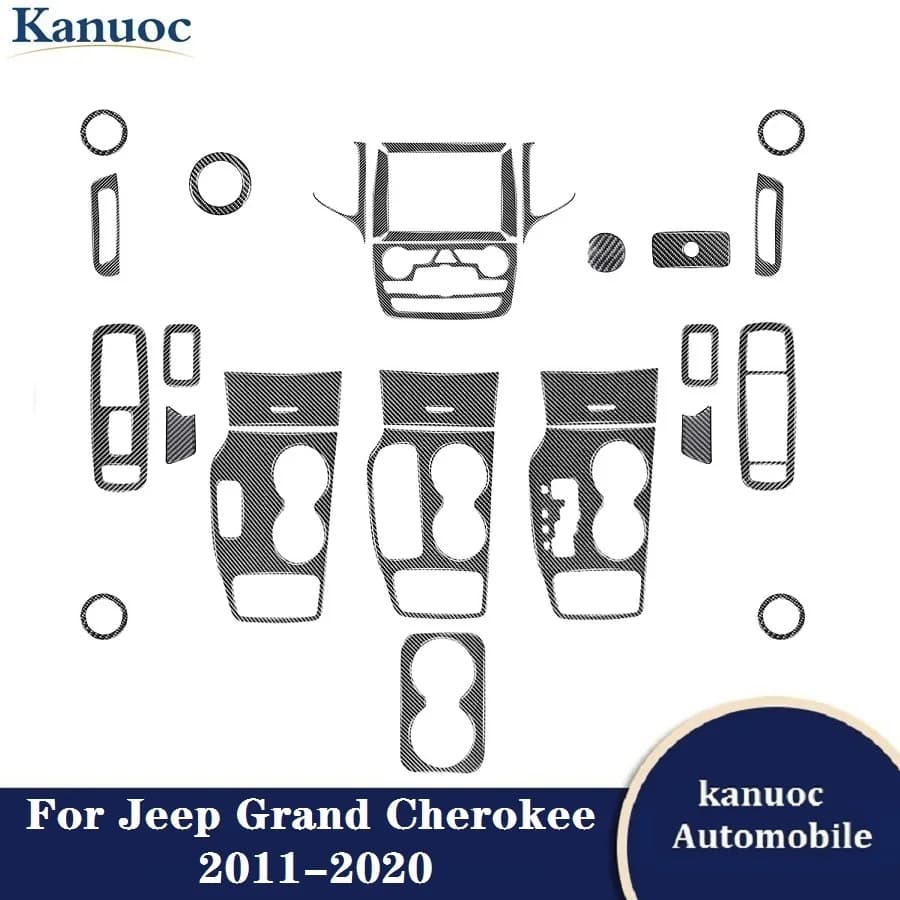 Carbon Fiber Car Stickers For Jeep Grand Cherokee 2011-2020 Car Interior Decorative Accessories Various Parts Cover Trim
