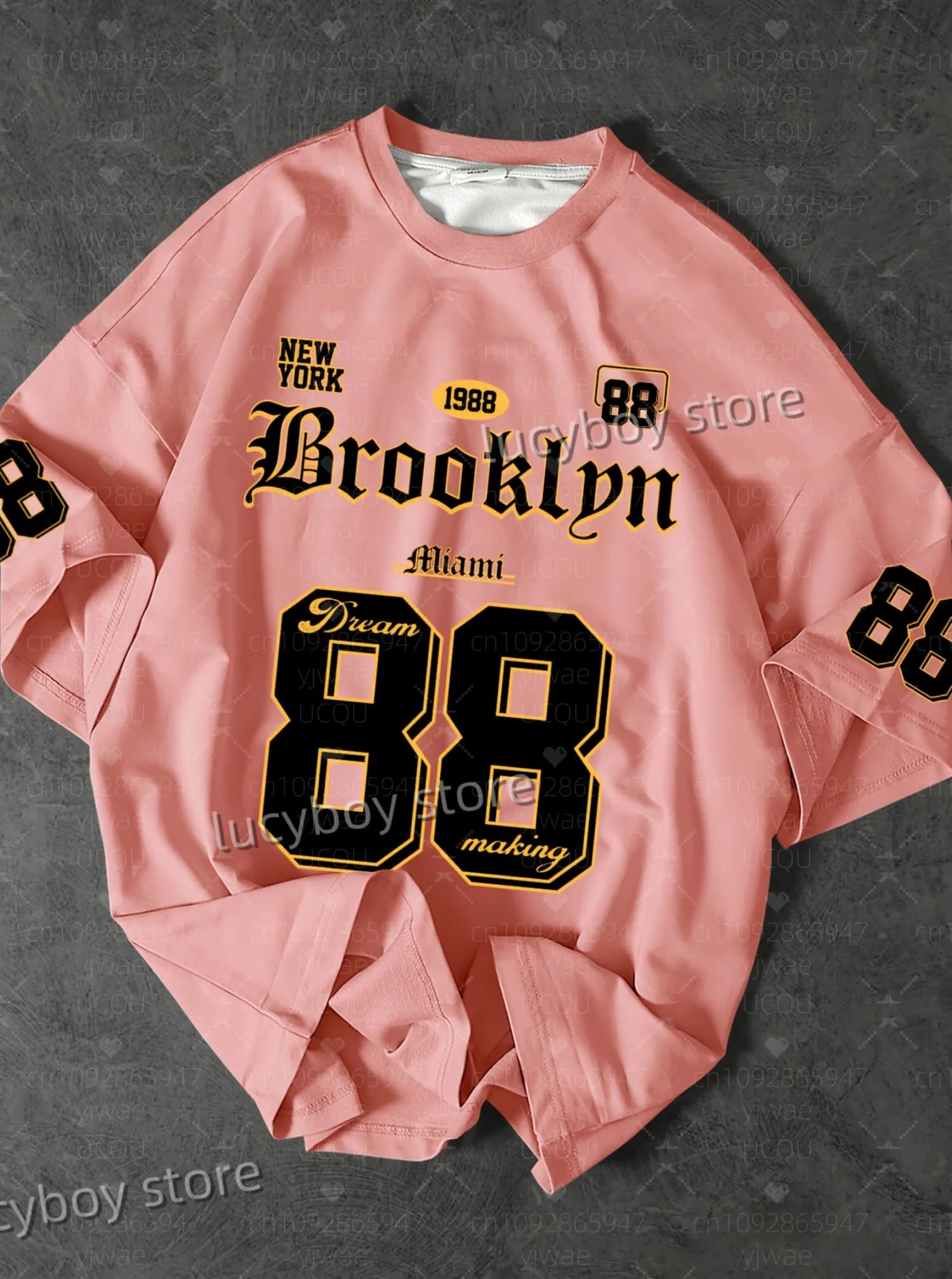 2025 Summer Men Sports Daily Men's T-Shirt Number 88 Brooklyn Print Short-Sleeved Top Daily Street Men T-Shirt