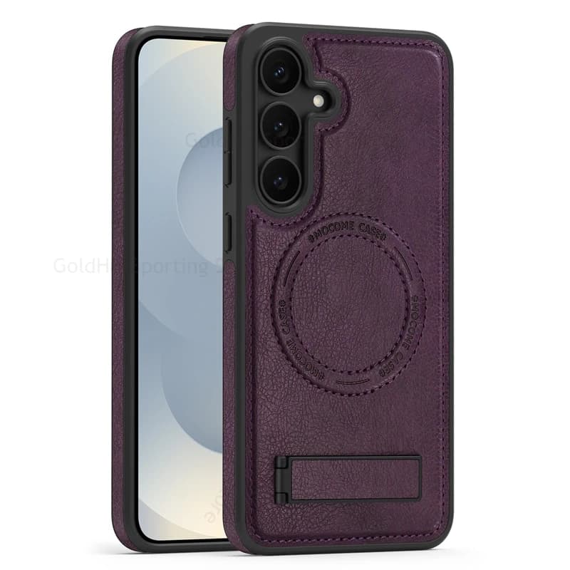 Capa For Samsung S26 Ultra S25FE Magnetic Leather Phone Kickstand Case For Galaxy S25 Edge S23 S24 Plus Folding Book Stand Cover