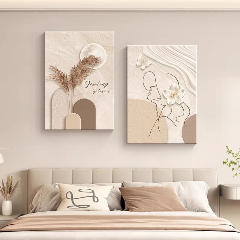 Abstract Line Art Wall Clock 30x40cm Wooden Cream Living Room Decor