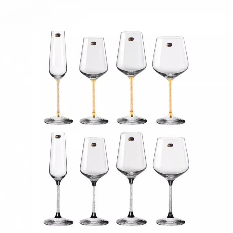 Crystal glass with gold diamonds red wine glass, goblet