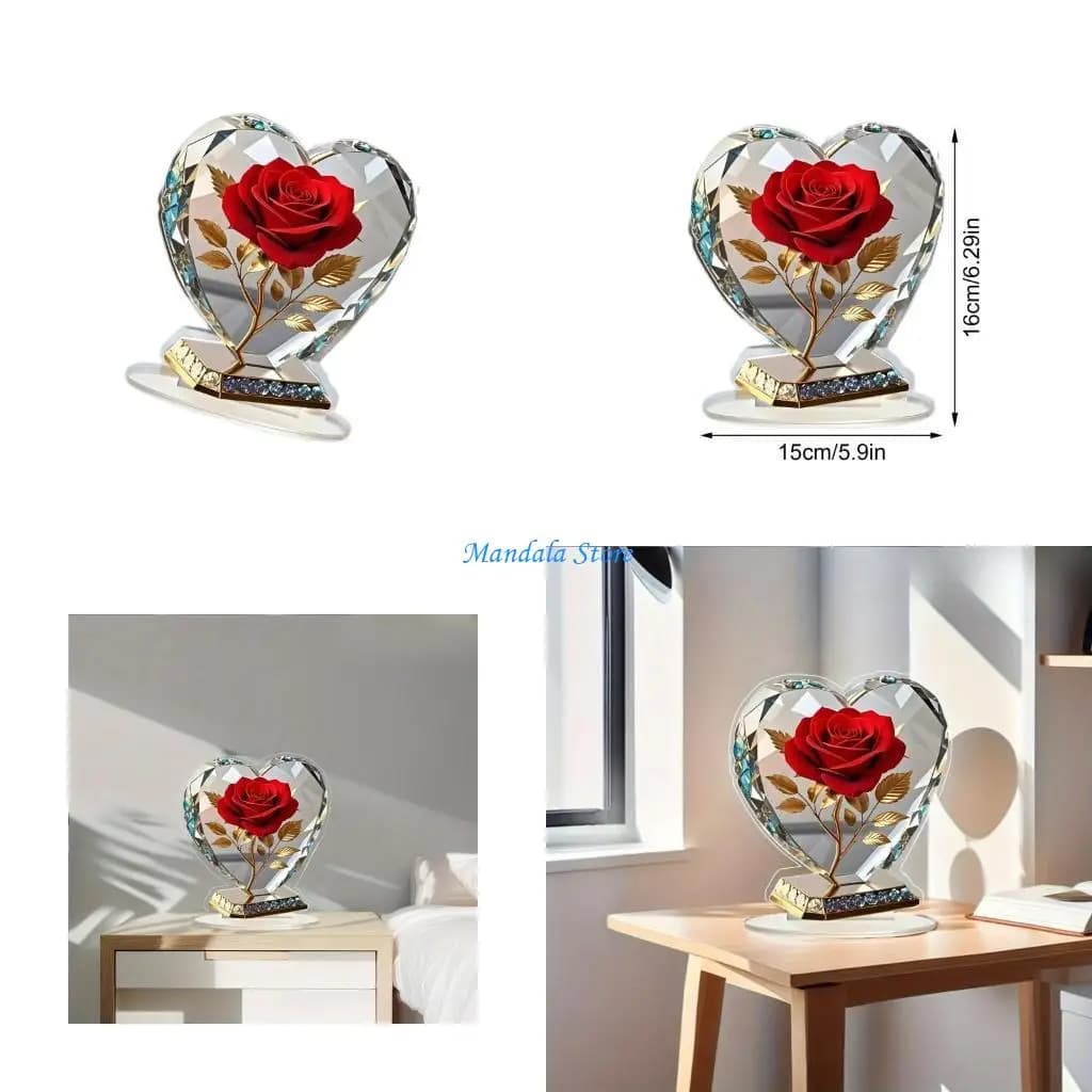 U2JC Acrylic Heart Figurines Tabletop Centerpieces Heart Statues Decorative Ornament