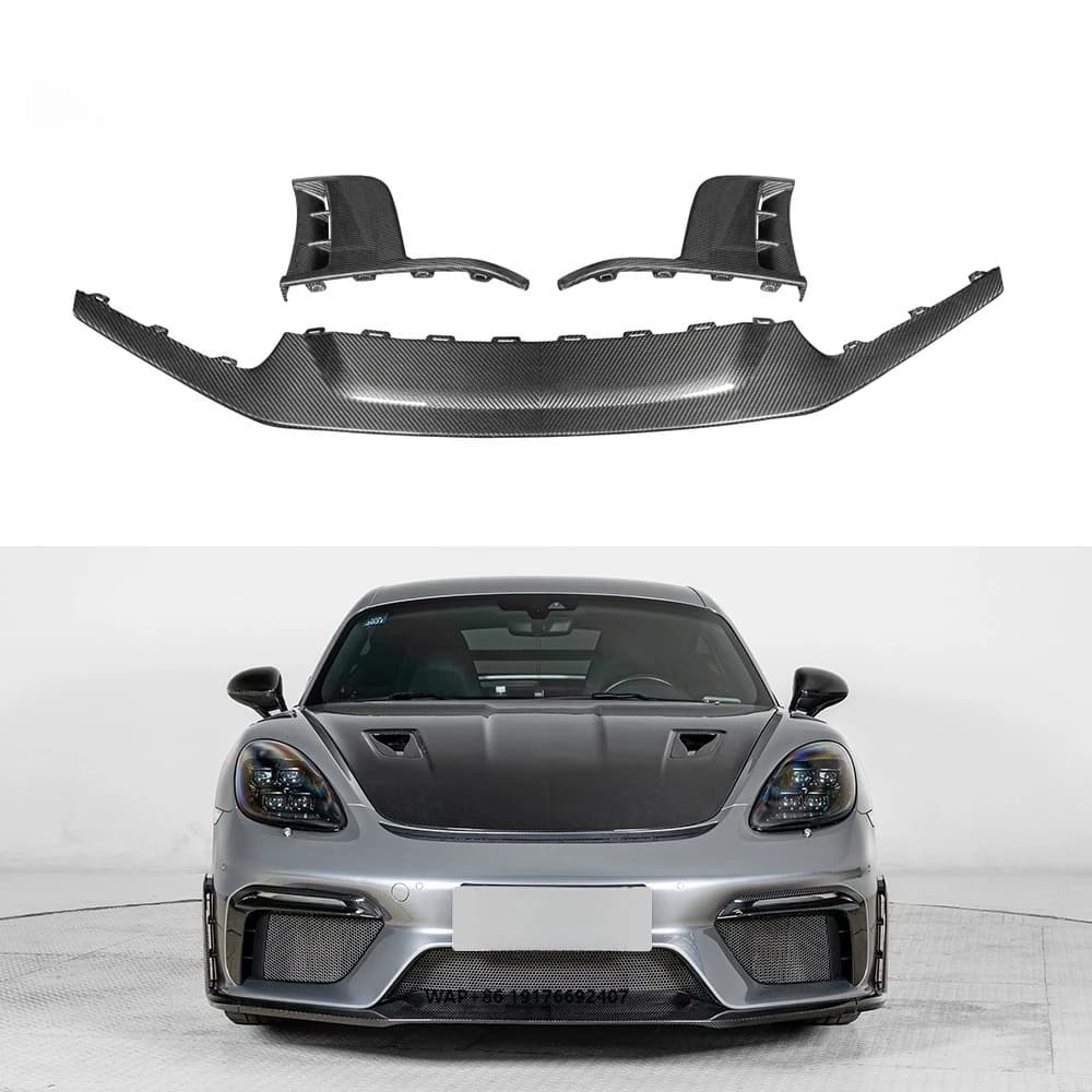 Factory Wholesale High Quality  GT4 RS Style Carbon Fiber Front Lip Assembly  Kit for 718 982 Car Accessories Auto Parts
