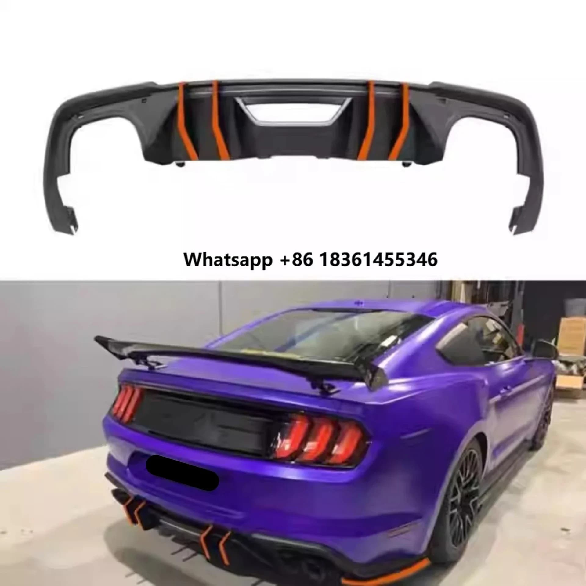 for FMustang Upgraded Rear Shovel Surround Car Accessories Body Kit Black Rear Lip Spoiler