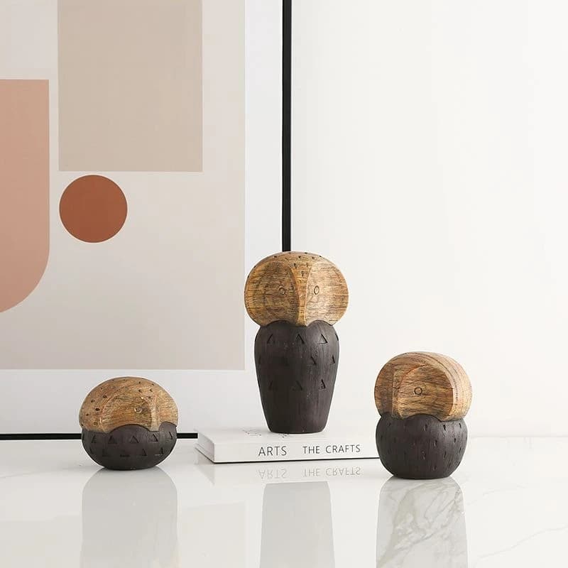 Wabi Sabi antique abstract wood grain owl ornament, homestay study cabinet, new and peculiar decorative crafts
