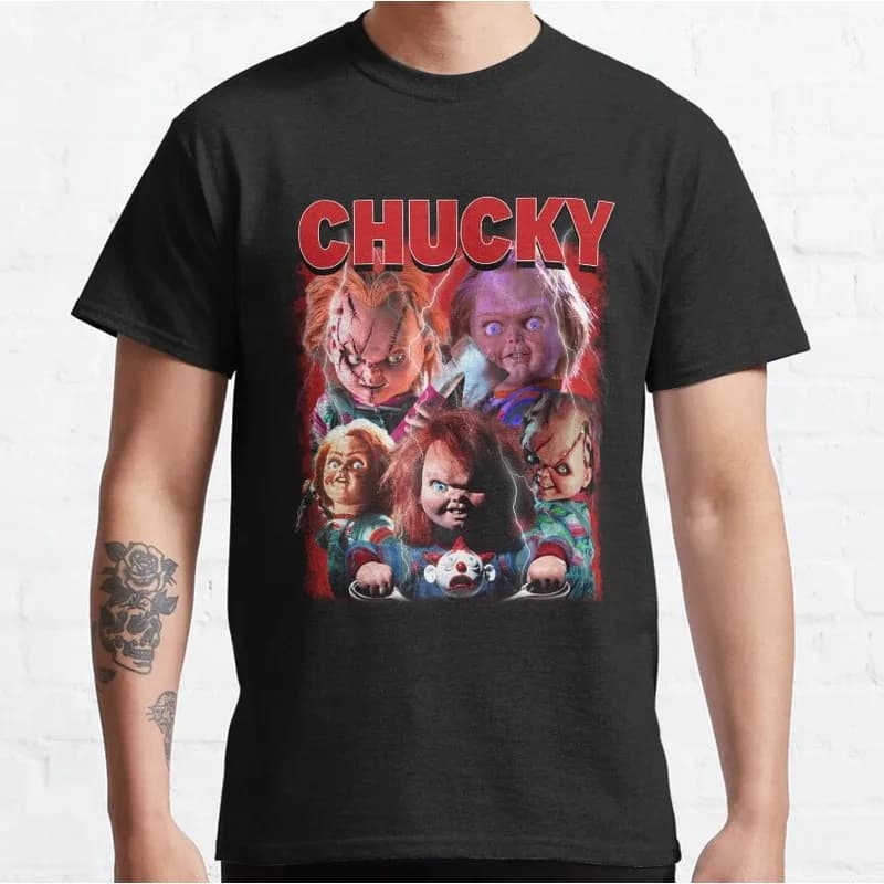 Chucky Child's Play Graphic T-Shirt Killer Doll Unisex Tee 0126 Cotton Short Sleeve Cult Slasher Horror Halloween Casual Tops