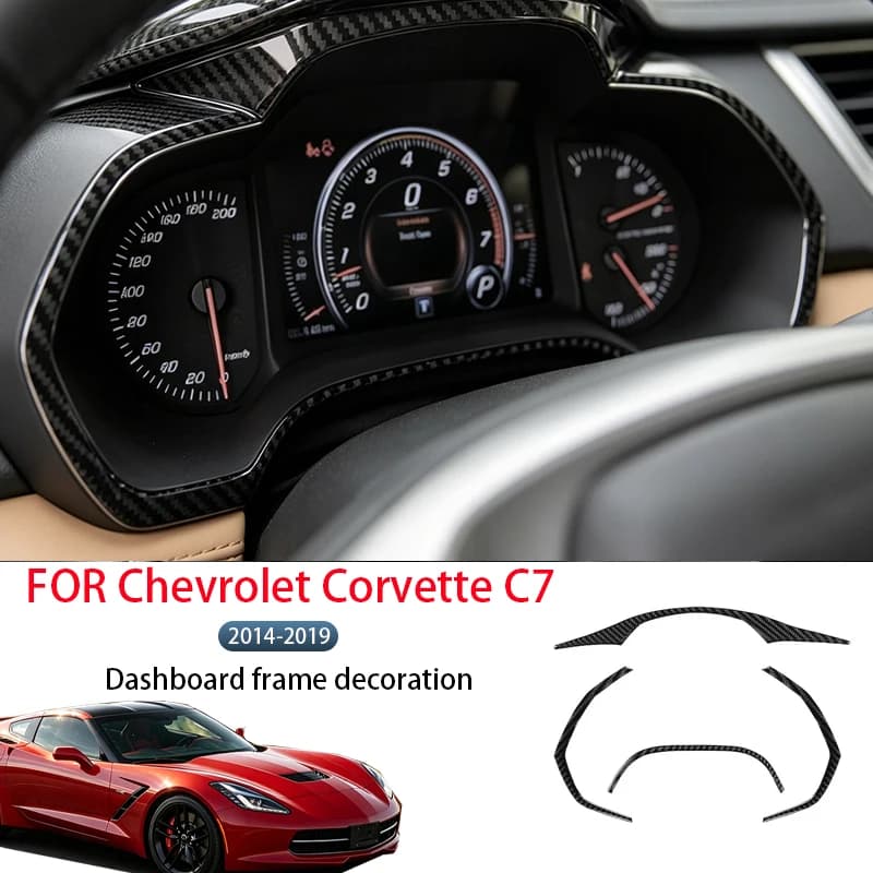 For Chevrolet Corvette C7 2014-2019 Soft Carbon Fiber Instrument Panel Frame Decorative Stickers, Interior Protection Accessorie